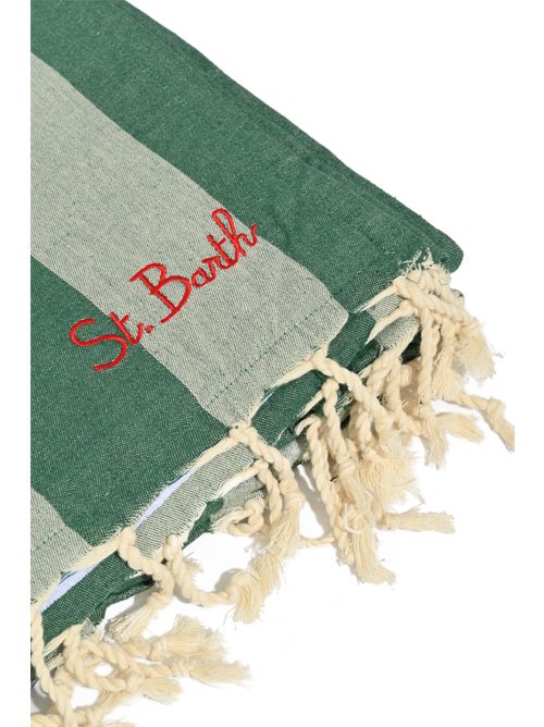 Telo mare Fouta in spugna di cotone a righe Verde Mc2 Saint Barth | FOUT00807709L